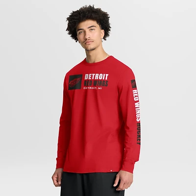T-shirt à manches longues Fanatics Red Detroit Wings pour homme, motif héritage du but
