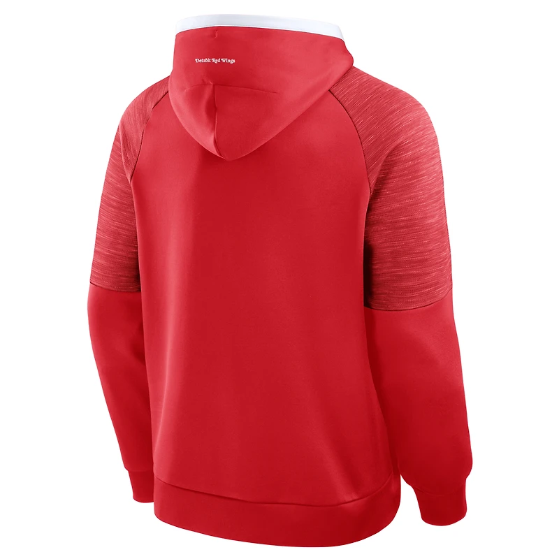 Men's Fanatics Red Detroit Wings Goaltender Defender Raglan Pullover Hoodie