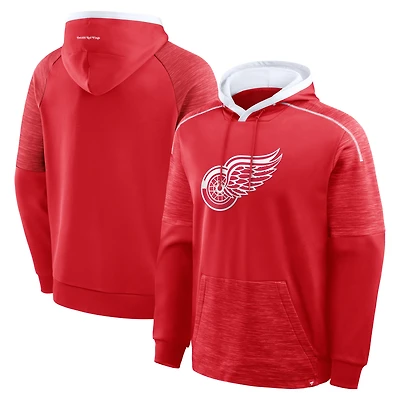 Men's Fanatics Red Detroit Wings Goaltender Defender Raglan Pullover Hoodie