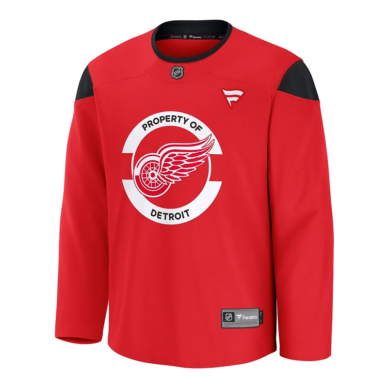 Men's Fanatics Red Detroit Wings Home Practice Jersey