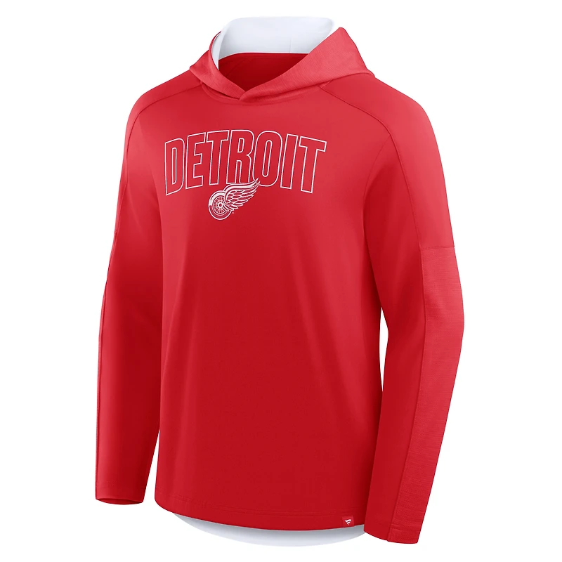 Men's Fanatics Red Detroit Wings Penalty Shot Long Sleeve Hoodie T-Shirt