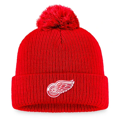 Men's Fanatics Red Detroit Red Wings Primary Logo Cuffed Knit Hat with Pom