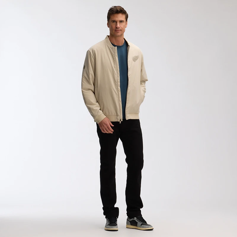 Blouson aviateur léger entièrement zippé Fanatics Tan Detroit Red Wings Authentic Pro Road pour homme