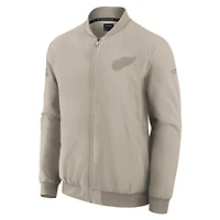 Blouson aviateur léger entièrement zippé Fanatics Tan Detroit Red Wings Authentic Pro Road pour homme