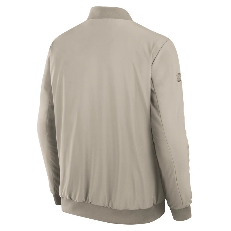 Blouson aviateur léger entièrement zippé Fanatics Tan Detroit Red Wings Authentic Pro Road pour homme
