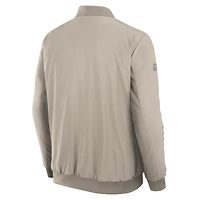 Blouson aviateur léger entièrement zippé Fanatics Tan Detroit Red Wings Authentic Pro Road pour homme