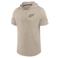 Men's Fanatics Tan Detroit Red Wings Authentic Pro Road Short Sleeve Hoodie