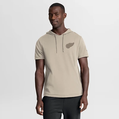 Sweat à capuche manches courtes Fanatics Tan Detroit Red Wings Authentic Pro Road pour homme