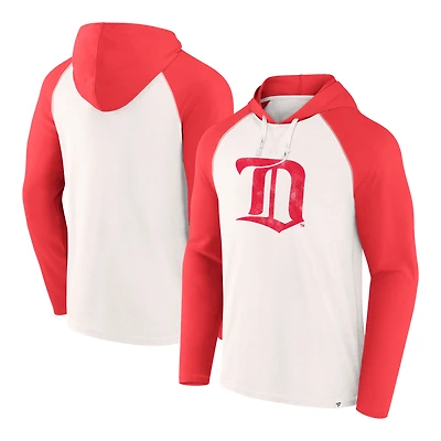 Sweat à capuche raglan vintage blanc/rouge Detroit Red Wings Fanatics pour hommes
