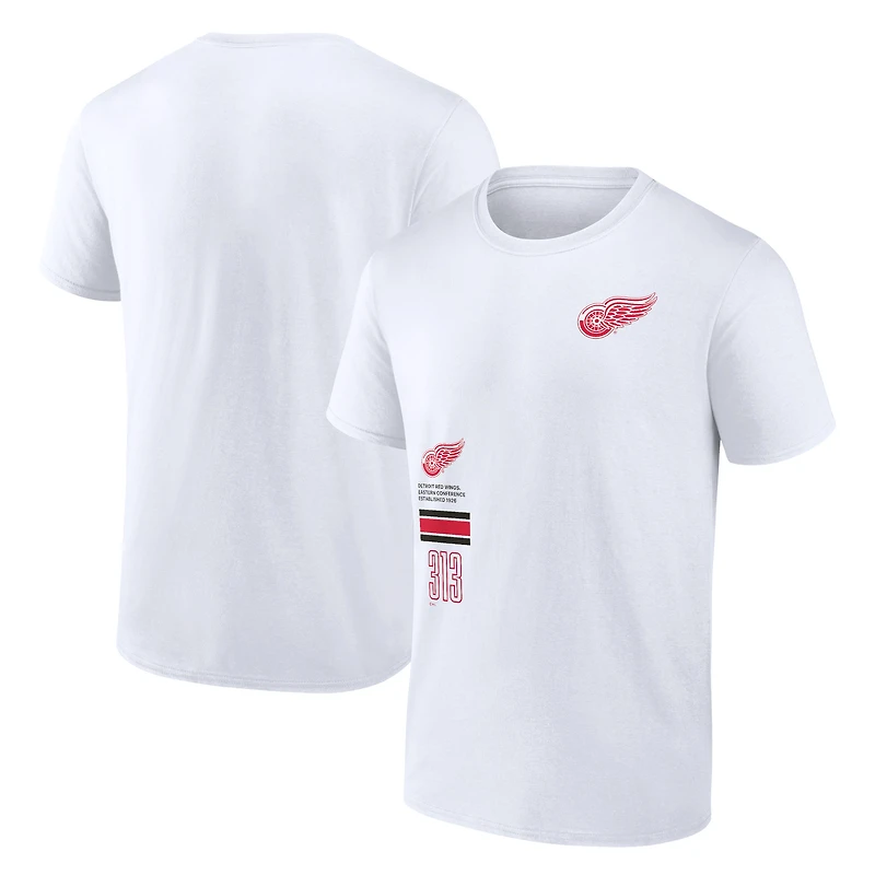 T-shirt blanc Fanatics pour hommes des Red Wings de Détroit représentent