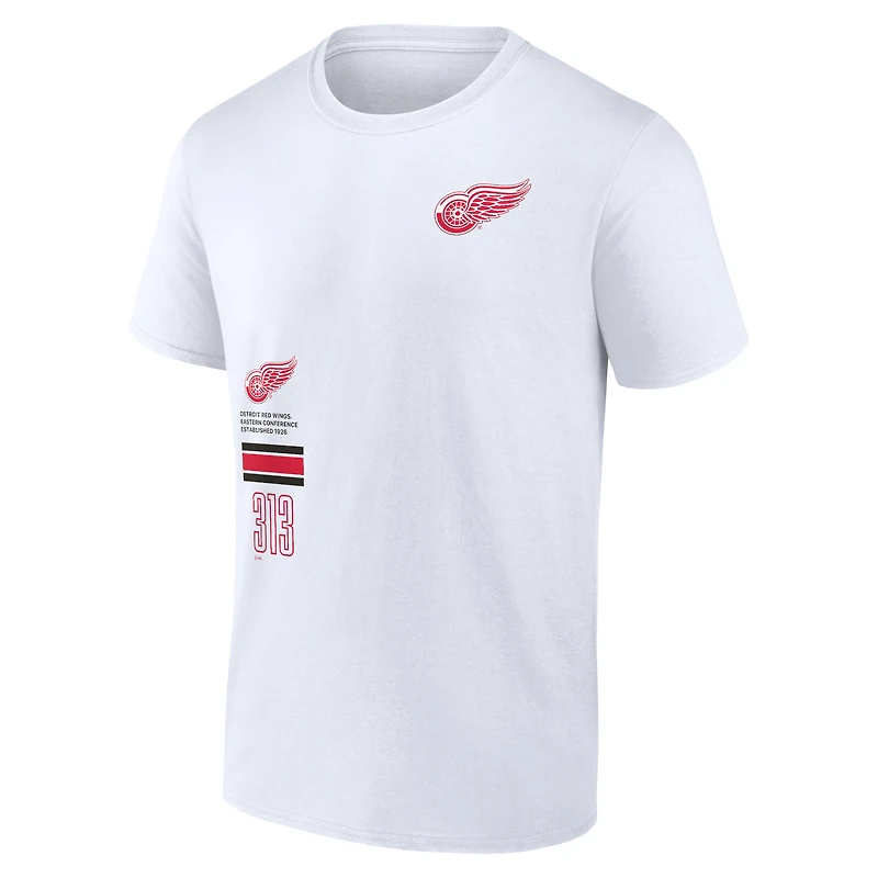 T-shirt blanc Fanatics pour hommes des Red Wings de Détroit représentent