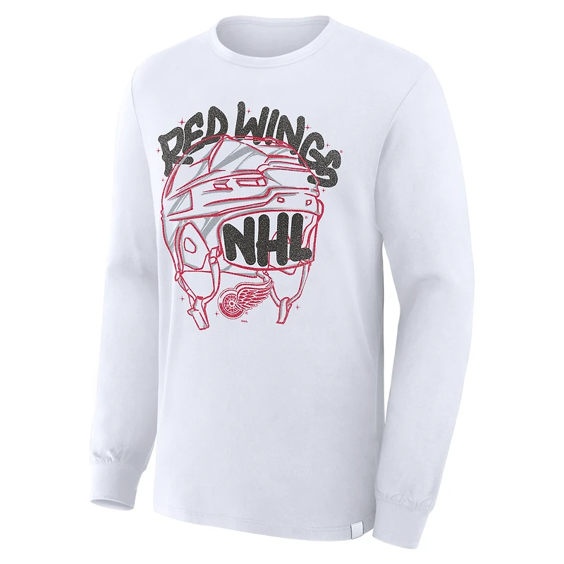 Men's Fanatics White Detroit Red Wings Star Helmet Legacy Long Sleeve T-Shirt
