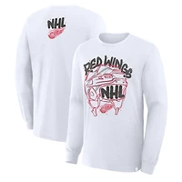 T-shirt à manches longues Fanatics blanc pour homme, motif Star Helmet Legacy des Red Wings de Detroit