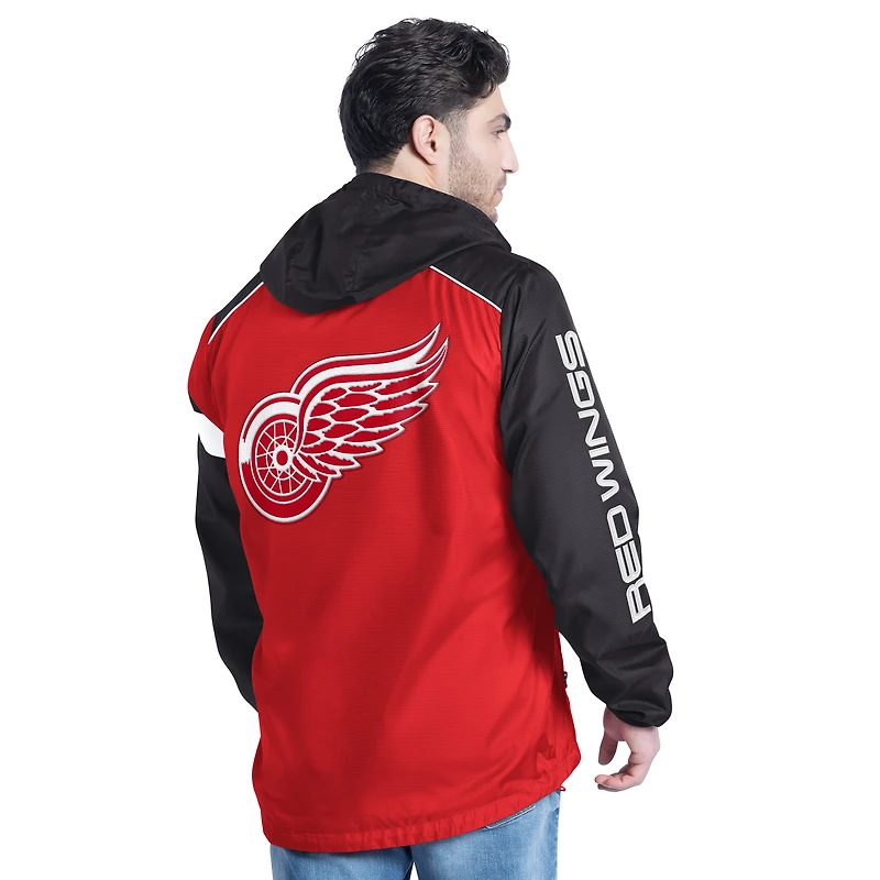 Veste à capuche demi-zip latéral rouge/noir G-III Sports by Carl Banks pour homme des Red Wings de Detroit