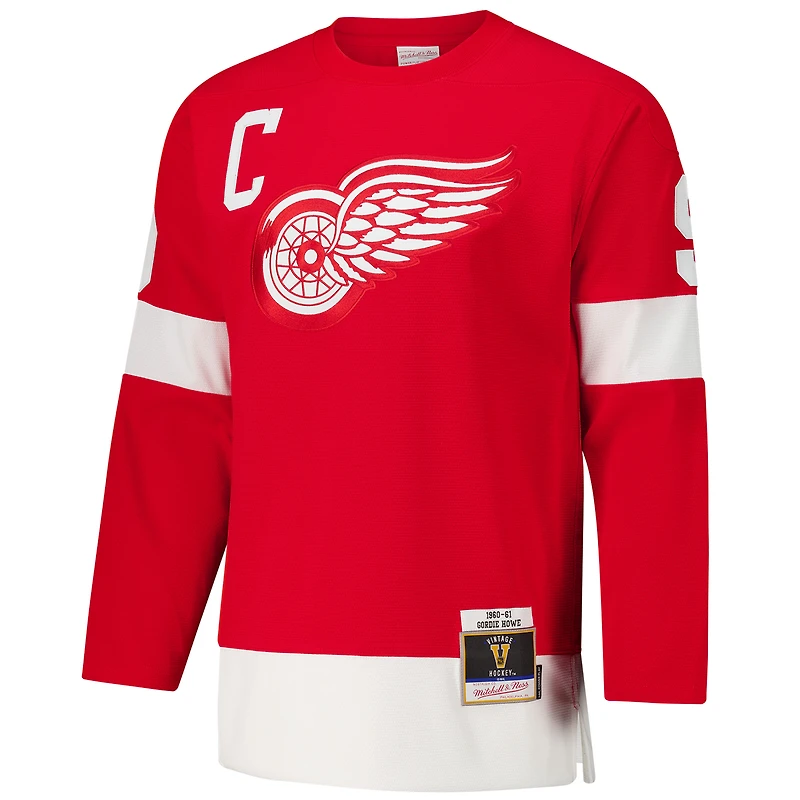 Maillot de jeu puissance rouge Gordie Howe des Red Wings Détroit 1960-61 pour hommes