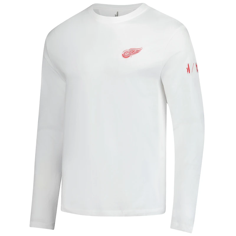 T-shirt à manches longues Adam des Red Wings de Detroit pour hommes Johnnie-O White