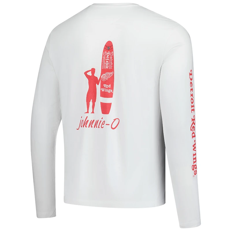 T-shirt à manches longues Adam des Red Wings de Detroit pour hommes Johnnie-O White