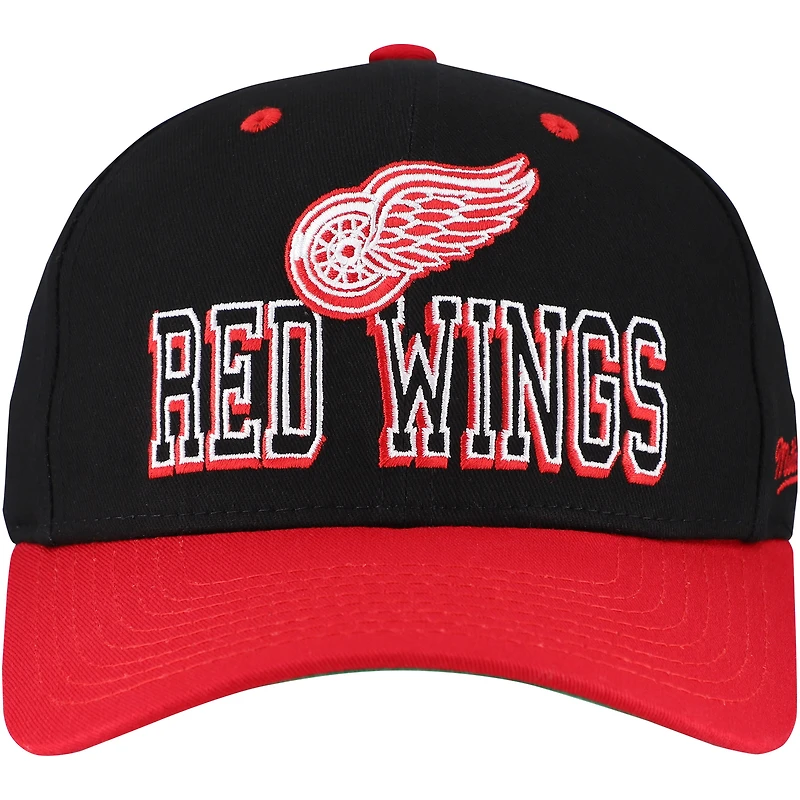 Casquette ajustable bicolore Pro Crown Detroit Red Wings de Mitchell & Ness pour homme, noire et rouge