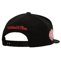 Men's Mitchell & Ness Black Detroit Red Wings Retro Script Colorblock Snapback Hat