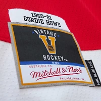 Maillot Homme Mitchell & Ness Gordie Howe Red Detroit Wings Big Tall 1960 Captain Patch Blue Line Player