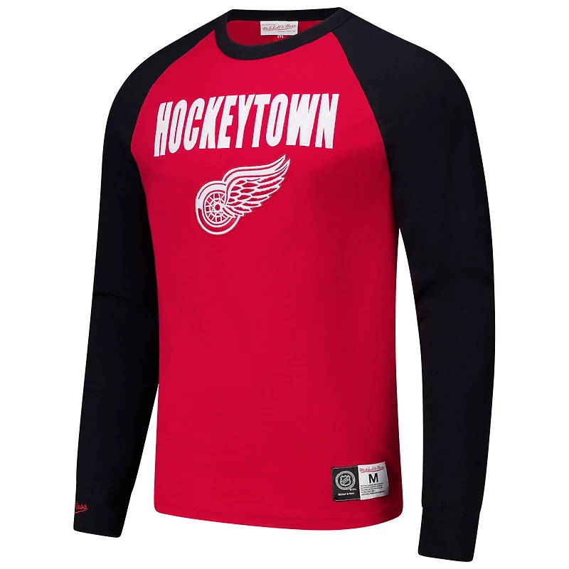 T-shirt à manches longues raglan légendaire rouge/noir Detroit Red Wings de Mitchell & Ness pour homme
