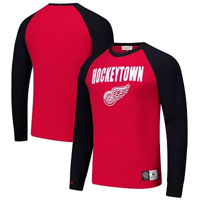T-shirt à manches longues raglan légendaire rouge/noir Detroit Red Wings de Mitchell & Ness pour homme