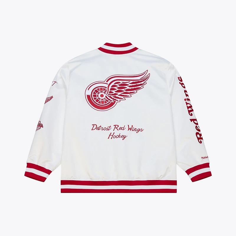 Men's Mitchell & Ness White Detroit Red Wings Arctic Lightweight Satin Full-Snap Jacket