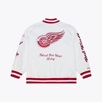 Men's Mitchell & Ness White Detroit Red Wings Arctic Lightweight Satin Full-Snap Jacket