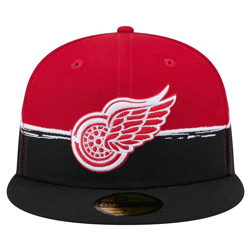 Men's New Era Black/Red Detroit Red Wings Vintage Color Dip 59FIFTY Fitted Hat