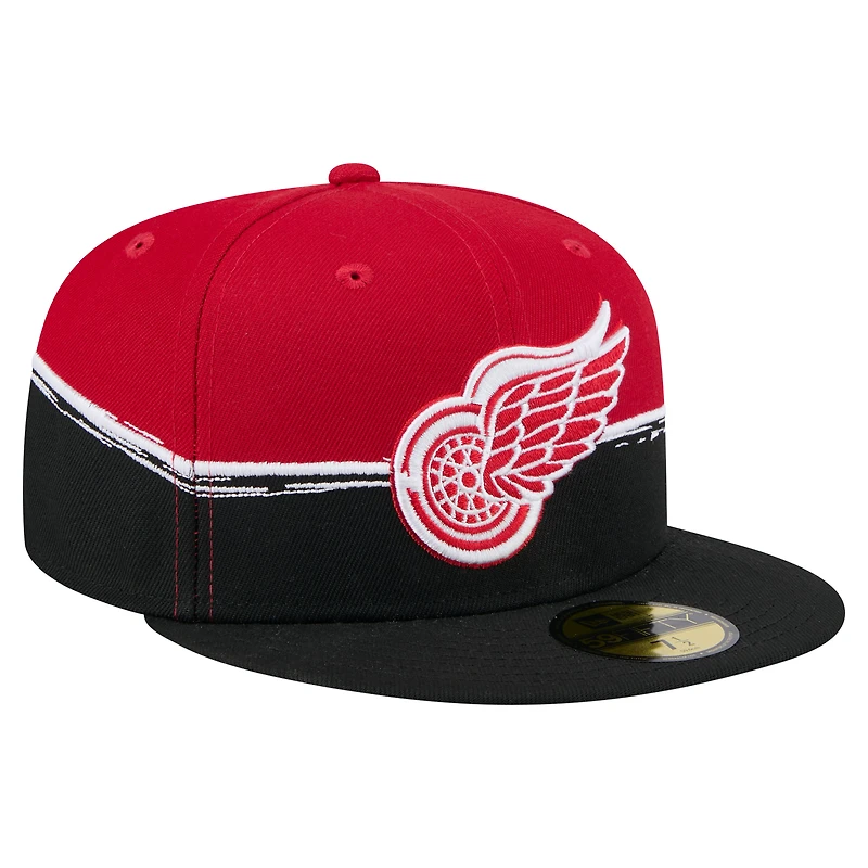 Men's New Era Black/Red Detroit Red Wings Vintage Color Dip 59FIFTY Fitted Hat