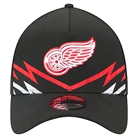 Men's New Era Black Detroit Red Wings 39THIRTY A-Frame Perforated Flex Hat