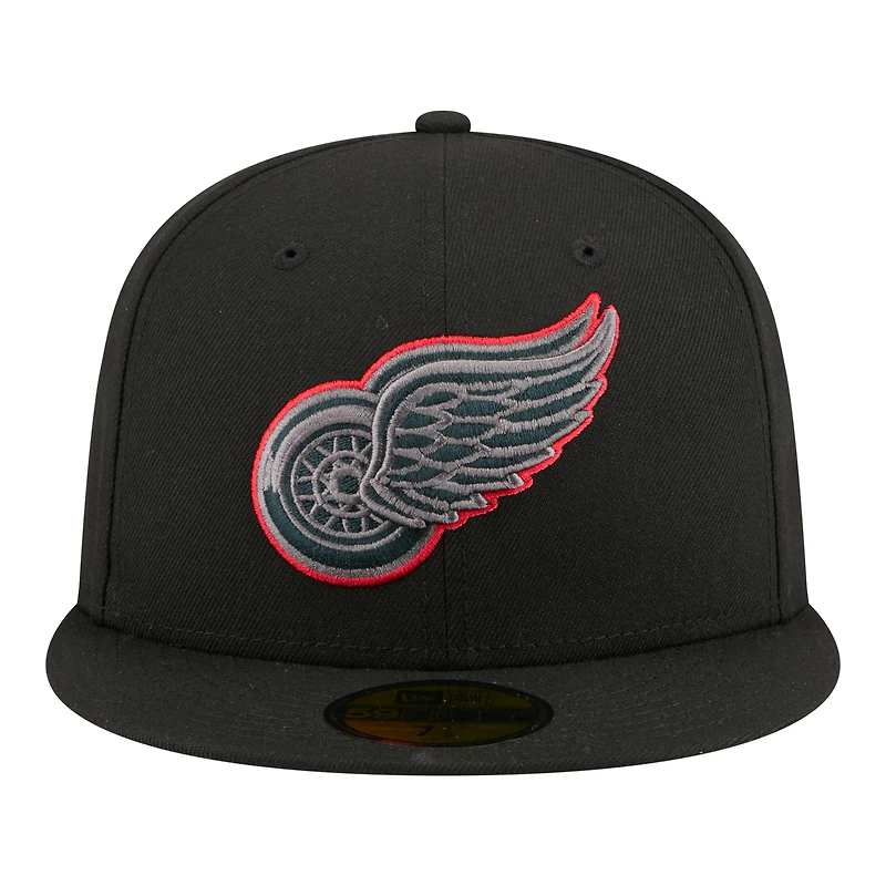 Men's New Era Black Detroit Red Wings Color Pop 59FIFTY Fitted Hat