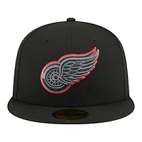 Men's New Era Black Detroit Red Wings Color Pop 59FIFTY Fitted Hat