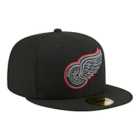 Men's New Era Black Detroit Red Wings Color Pop 59FIFTY Fitted Hat