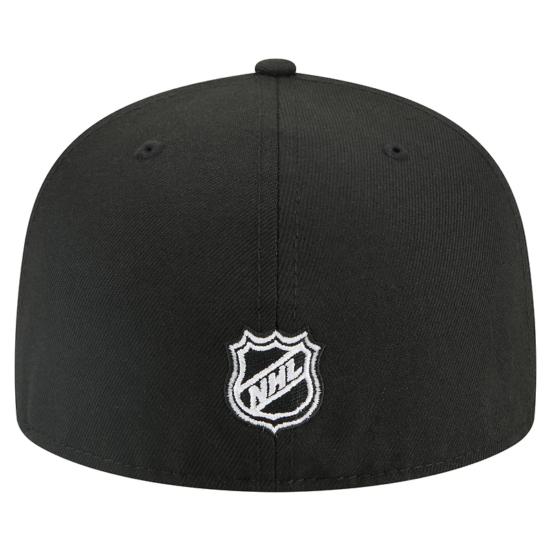 Men's New Era Black Detroit Red Wings Faded Lines 59FIFTY Fitted Hat