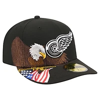 Men's New Era  Black Detroit Red Wings Freedom Pre-Curved 59FIFTY Fitted Hat
