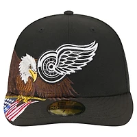 Men's New Era  Black Detroit Red Wings Freedom Pre-Curved 59FIFTY Fitted Hat