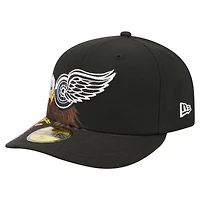 Men's New Era  Black Detroit Red Wings Freedom Pre-Curved 59FIFTY Fitted Hat