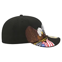 Men's New Era  Black Detroit Red Wings Freedom Pre-Curved 59FIFTY Fitted Hat