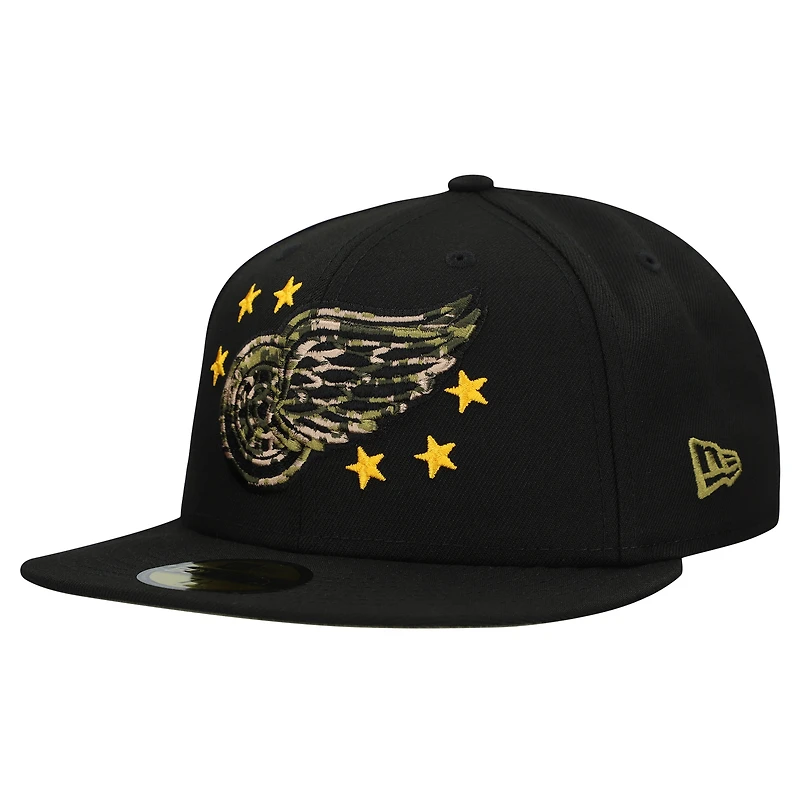 Men's New Era Black Detroit Red Wings Military Appreciation Digital Camo Stars 59FIFTY Fitted Hat