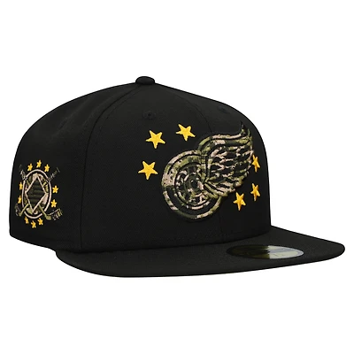 Casquette ajustée 59FIFTY pour homme New Era noire Detroit Red Wings Military Appreciation Digital Camo Stars