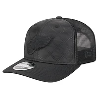 Casquette de camionneur ajustable en nylon matelassé 9SEVENTY noire des Red Wings de Detroit de New Era pour homme