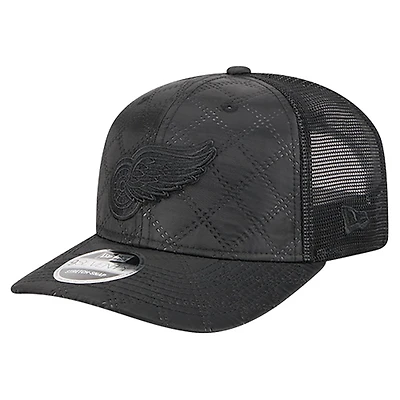 Men's New Era  Black Detroit Red Wings Quilted Nylon 9SEVENTY Adjustable Trucker Hat
