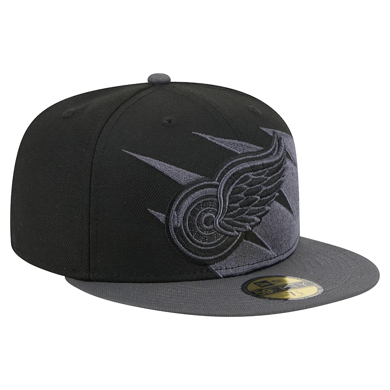 Men's New Era Black Detroit Red Wings Spikes 59FIFTY Fitted Hat