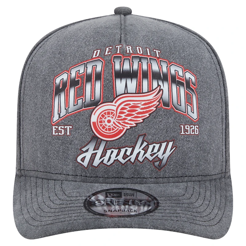 Casquette pré-courbée 9FIFTY à visière snapback Detroit Red Wings de New Era pour homme, couleur anthracite