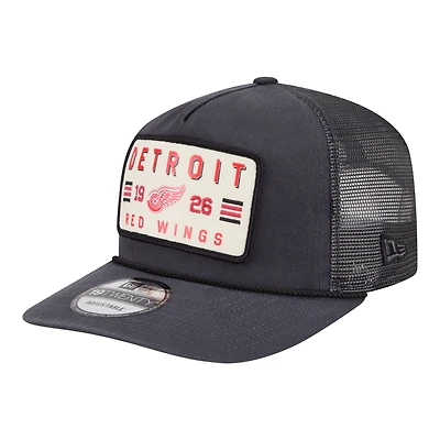 Men's New Era Charcoal Detroit Red Wings Washed Patch 19TWENTY Trucker Adjustable Hat