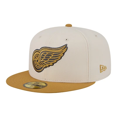 Men's New Era Cream/Tan Detroit Red Wings Colorpack Two-Tone 59FIFTY Fitted Hat