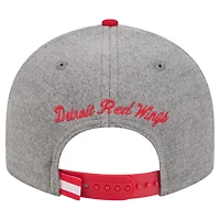 Pin snapback 9FIFTY basse en laine pour homme New Era gris/rouge des Red Wings de Detroit