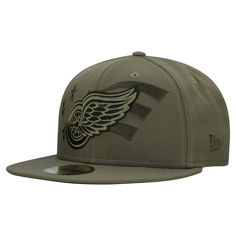Men's New Era  Olive Detroit Red Wings Military Appreciation Flag 59FIFTY Fitted Hat