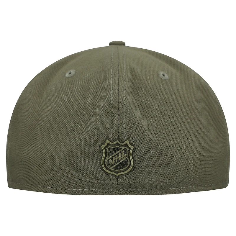 Men's New Era Olive Detroit Red Wings Military Appreciation Flag 59FIFTY Fitted Hat